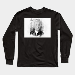 Johann Sebastian Bach in black and white Long Sleeve T-Shirt